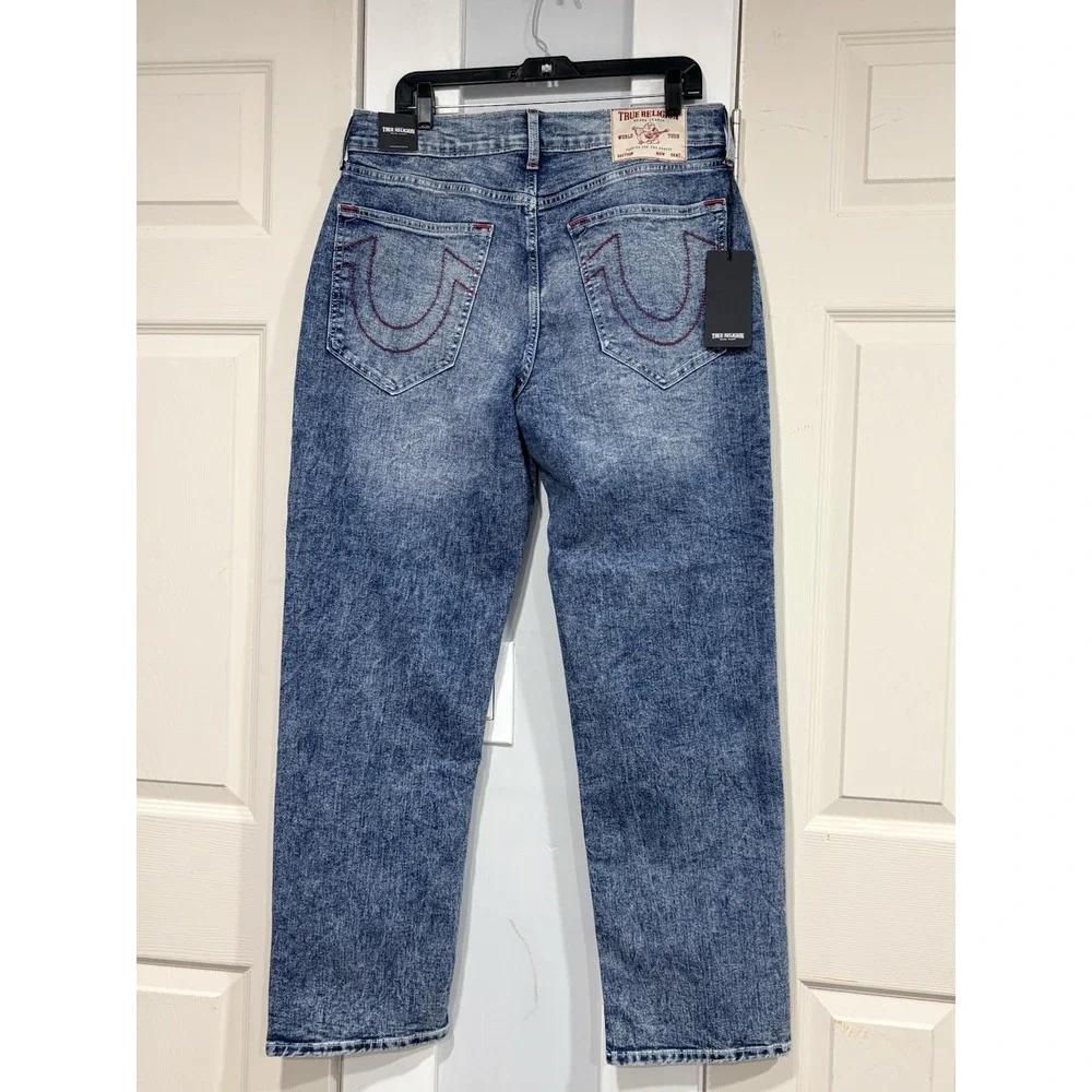 True Religion Bobby Relaxed Baggy Jeans Men's 32x32 Acid Wash Blue NWT